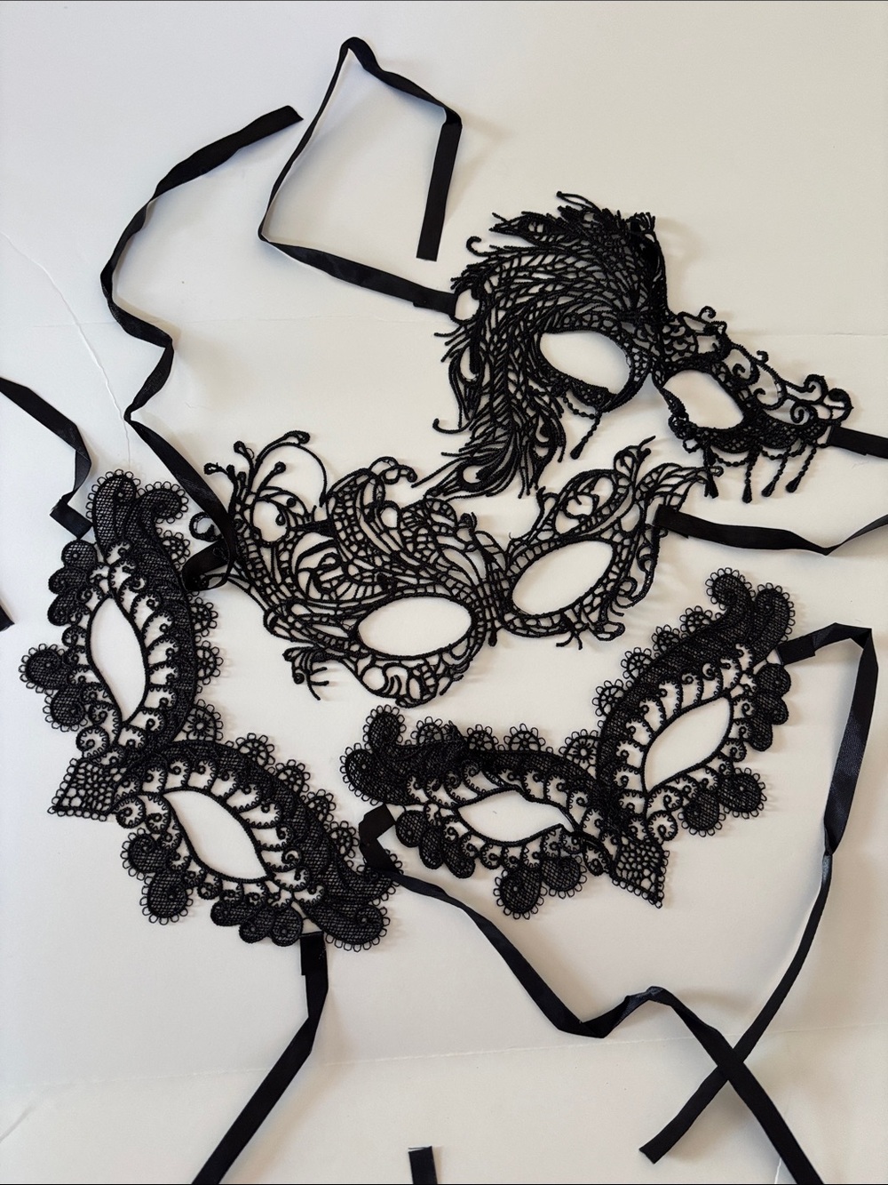 Bundle of 4 Black Lace Venetian Masquerade Eye Masks